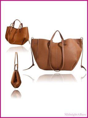PU Leather Tote Bag Foldable Dual-Purpose Handheld Shoulder Work Commute